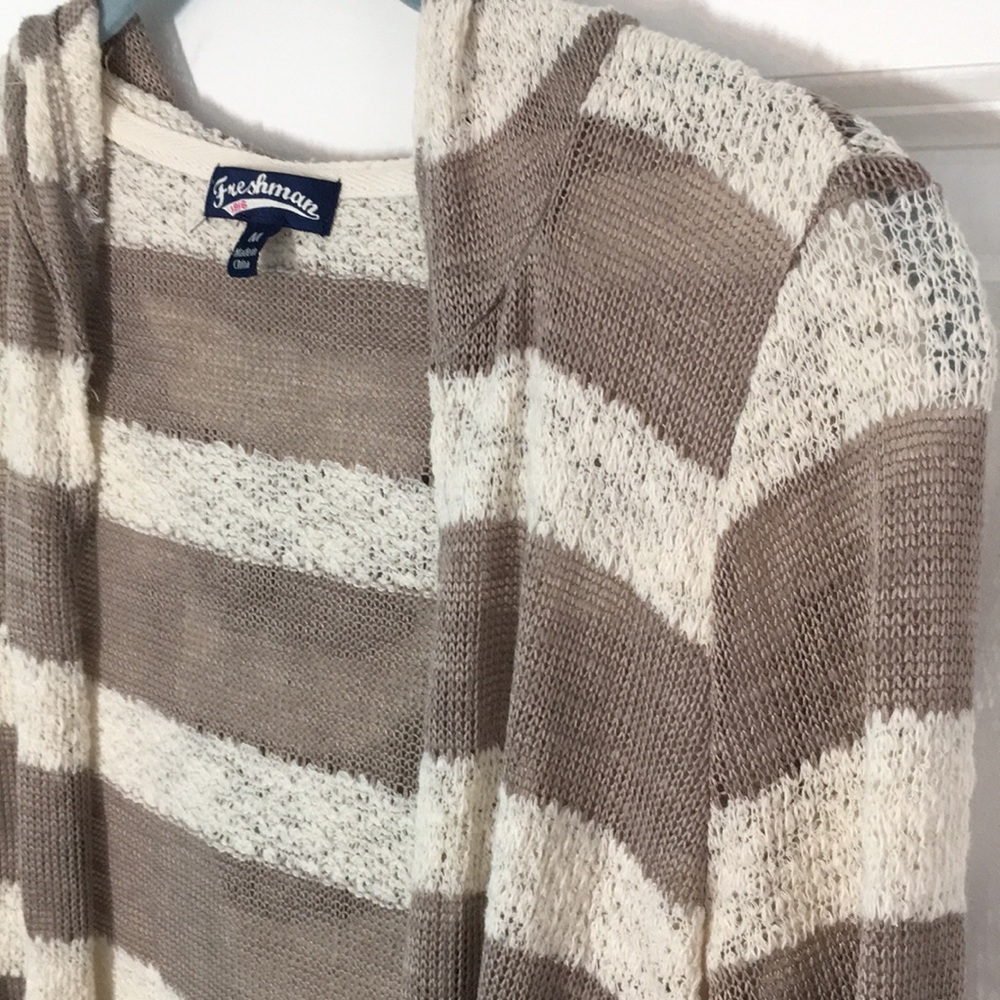 Light Striped Hooded Sweater